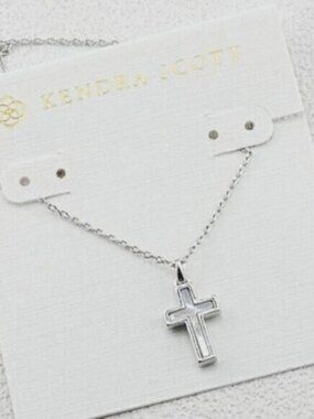 🎁Kendra Scott Mother-of-Pearl Cross Silver Pendant Necklace